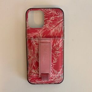 Stylish Pink Palm Leaf Phone Case with Strap for iPhone 12